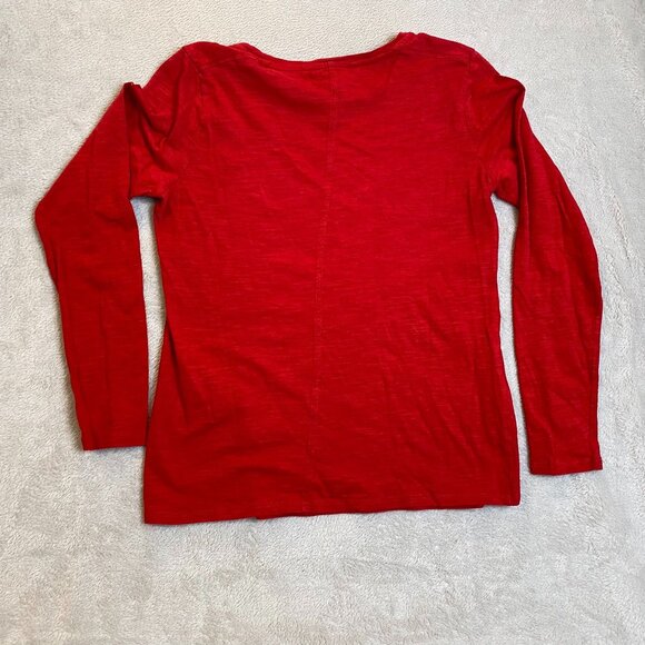 Banana Republic Womans Crewneck Top Size Small Red Long Sleeve Cotton Blend - Picture 6 of 7